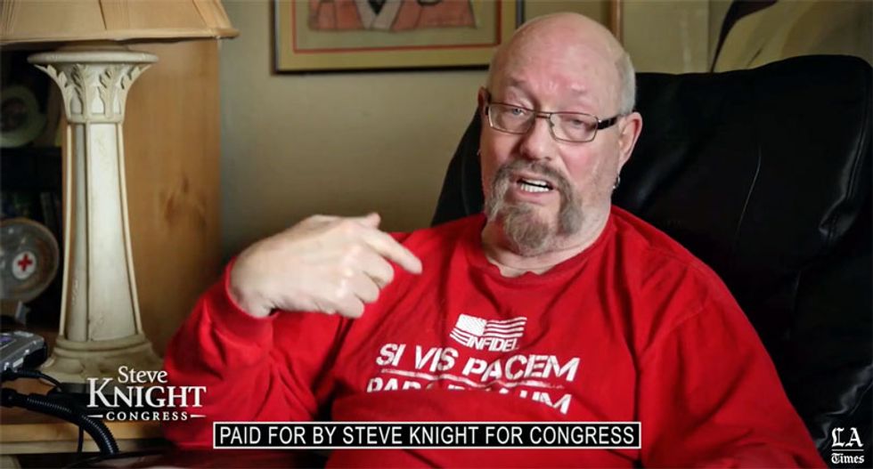 BUSTED: Republican Congressman’s campaign ad featured an ‘overt bigot’ wearing a threatening shirt