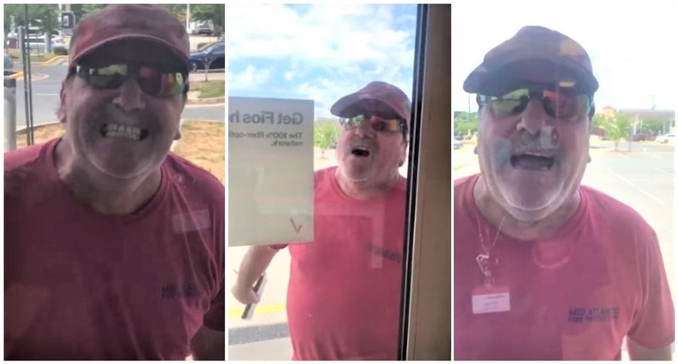 WATCH: Man screams the N-word at Black Verizon employee while pounding on store windows