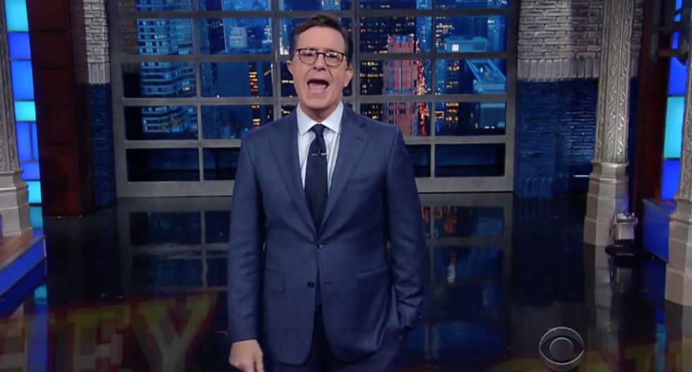 Stephen Colbert blasts Mike Pence for his anti-Obamacare 'go f*ck yourself pep rally' on Capitol Hill