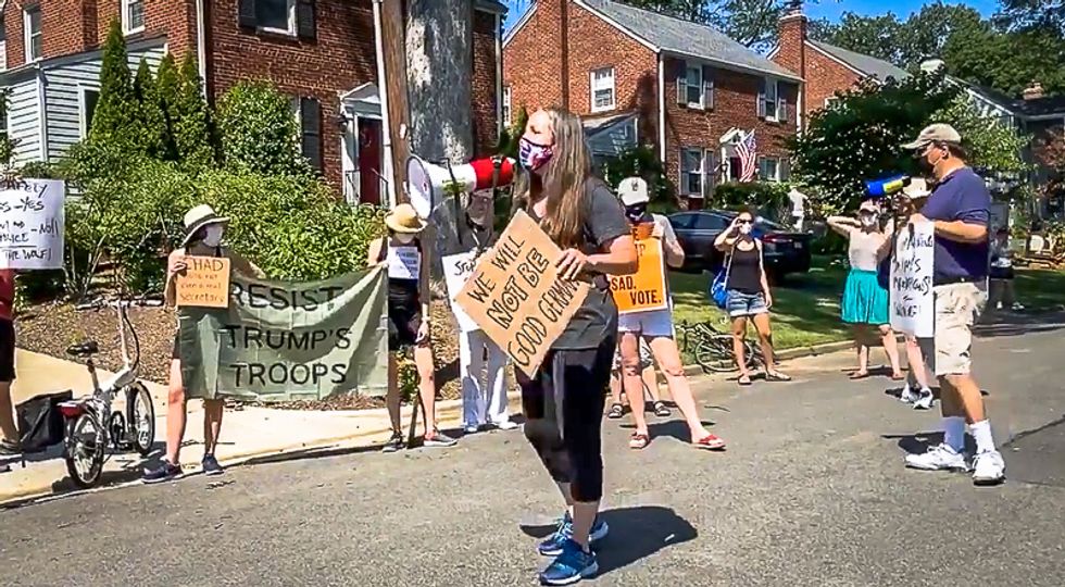 'Men hide behind their wives': DHS chief faces protest at home after agents storm Portland