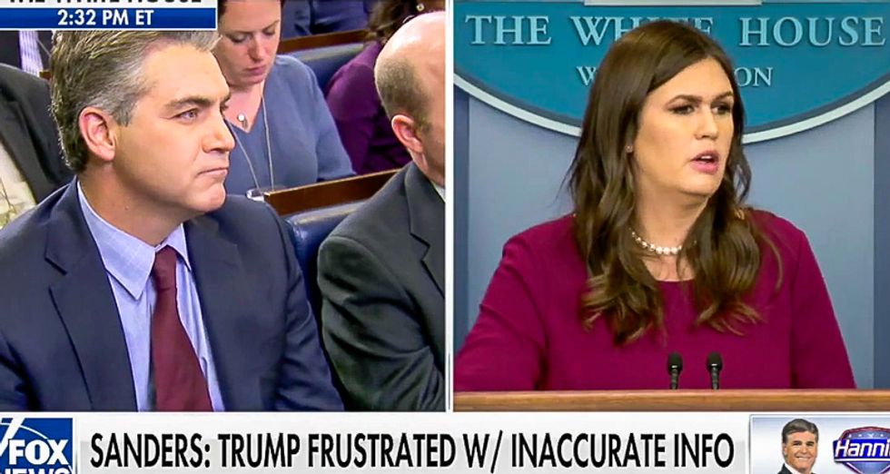 Sarah Sanders battles CNN's Jim Acosta: You have a 1st Amendment 'responsibility' to be 'positive' about Trump