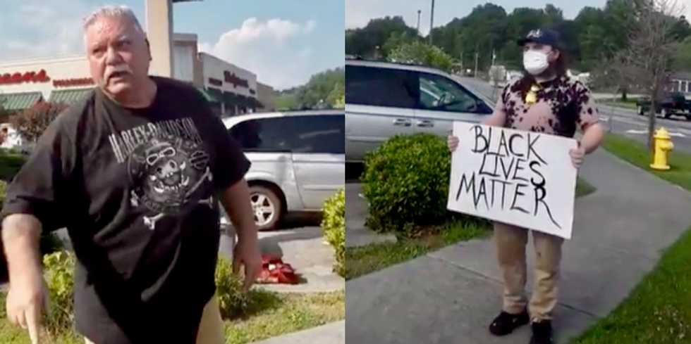 N-Word spewing, swearing racist tells ‘biased’ BLM activist you need to take your sign and put ‘all lives matter'