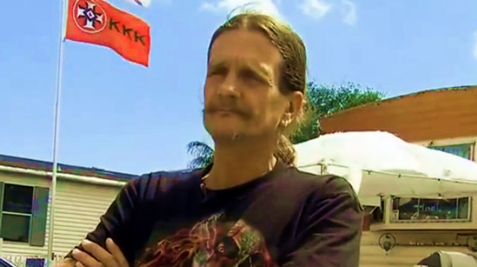FL man flying KKK flag assures community: 'We don't beat up on f*ggots or blacks'