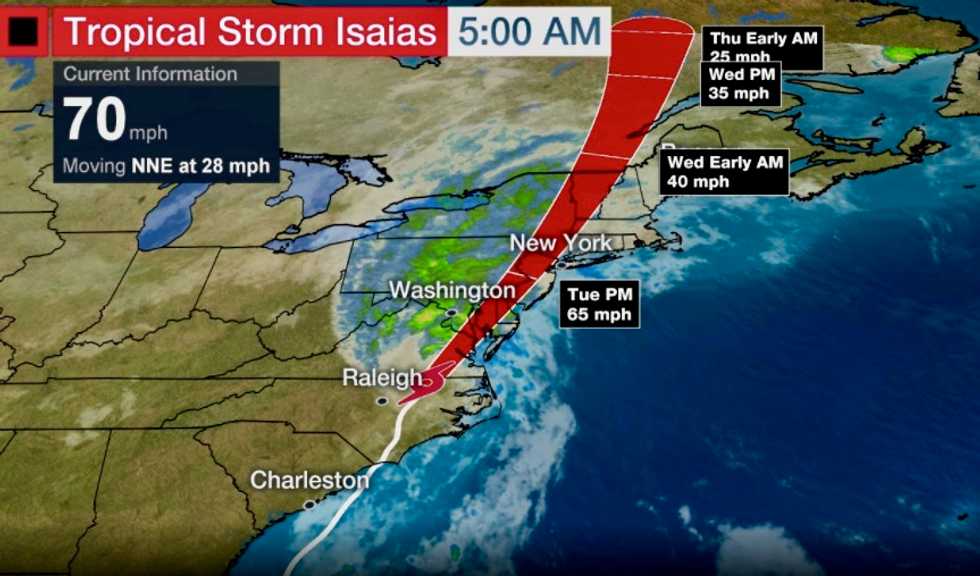 Isaias slams into North Carolina as Category One storm