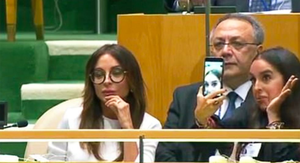 ‘Stupid rich kid’ caught taking selfies during UN genocide speech – and she’s the daughter of a world leader