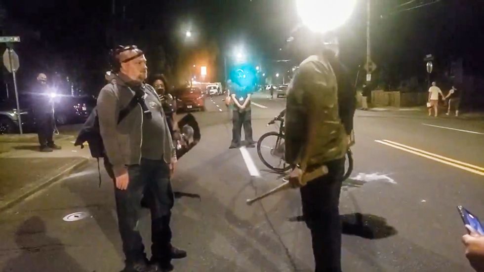 Black man scolds white man for punching 'Nazis' with a bat at BLM protest: 'Black people are going to get blamed'
