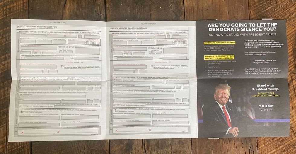 Republicans send voters mail-in ballot requests with Trump's face on them
