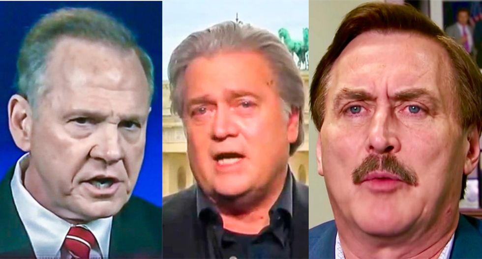 The three amigos of scam artistry: Steve Bannon, Roy Moore and the My Pillow guy