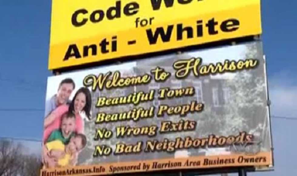 Visitors to Arkansas town greeted with billboard directing them to pro-KKK website