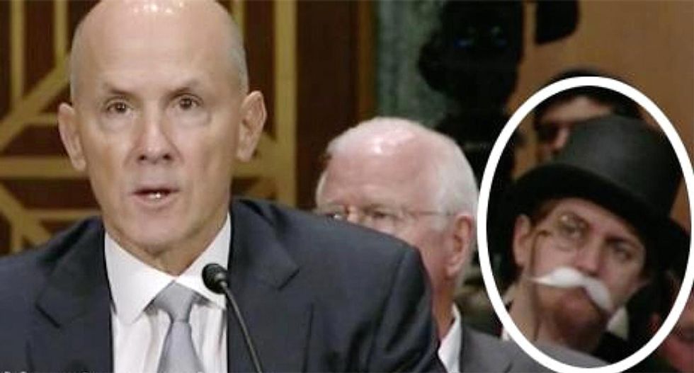 'Monopoly Man' photobombs former Equifax CEO during hearing on massive data breach