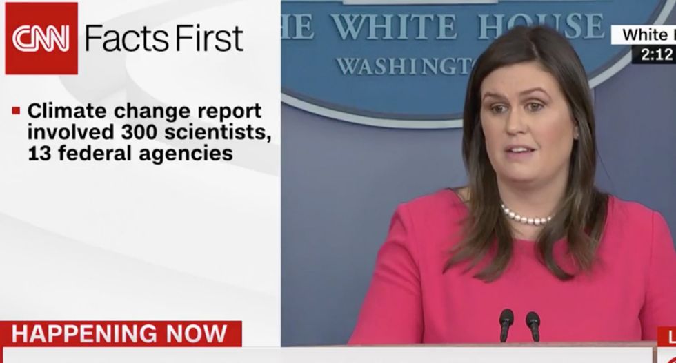 WATCH: CNN trolls Sarah Sanders with ‘Facts First’ real-time lie-buster during White House briefing