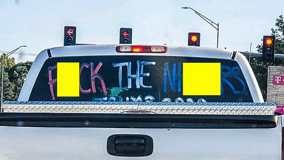 'About to lose your job': Nebraska man faces backlash for truck with obscenely racist 'Trump 2020' sign