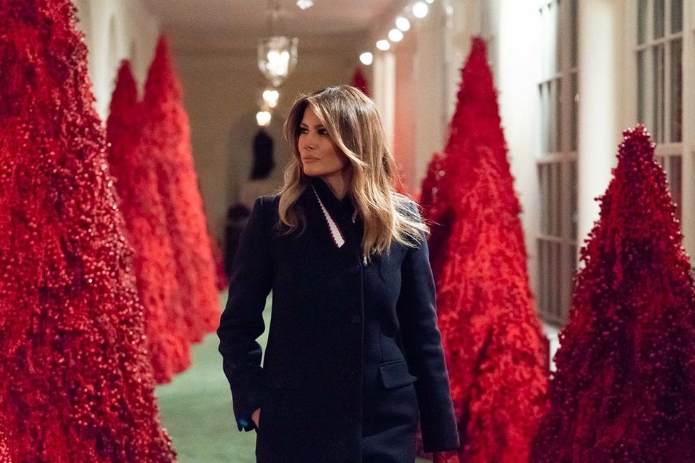 Melania Trump fires back at critics of her nightmarish red Christmas trees: 'I think they look fantastic'
