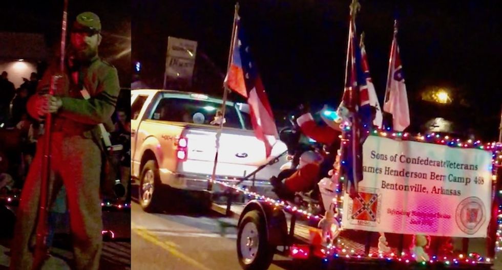 Arkansas Christmas parade features Confederate soldiers offering bullets to kids asking for candy