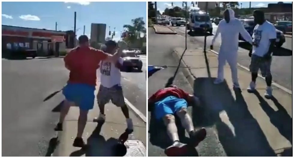 WATCH: Trump supporter gets knocked out after lunging at Black Lives Matter supporter