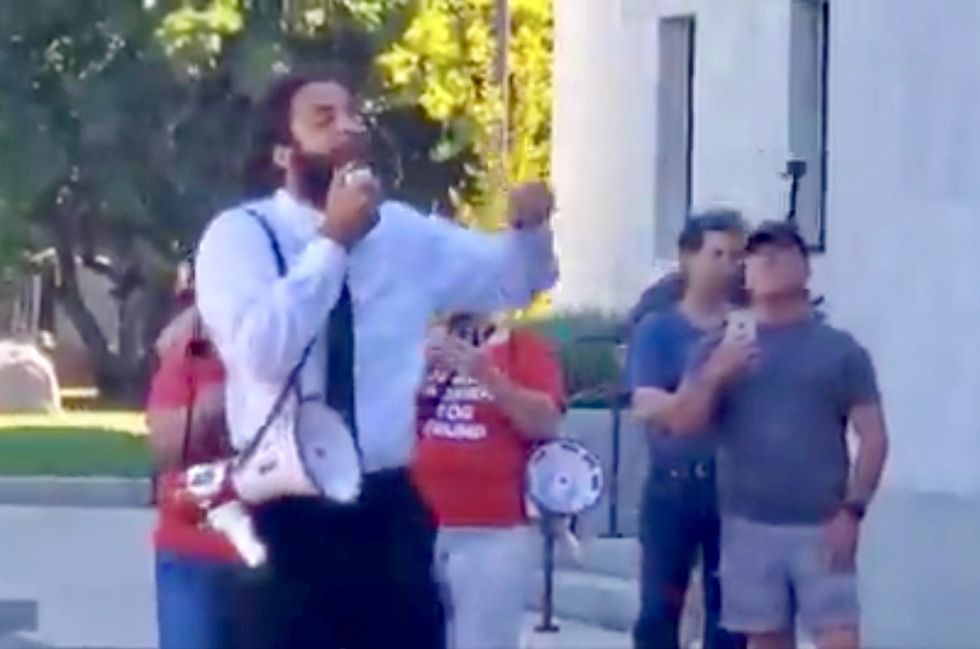 Trump supporters cheer as protestor calls for assassinating pro-LGBTQ Democrats