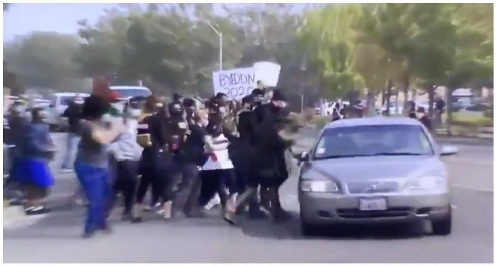 One person rushed to the hospital after car swipes protesters during Trump event in Sacramento