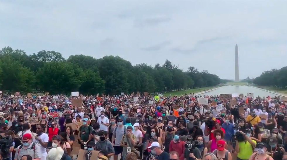 'This is incredible': Enormous crowds flood streets across US demanding end to police brutality and justice for George Floyd