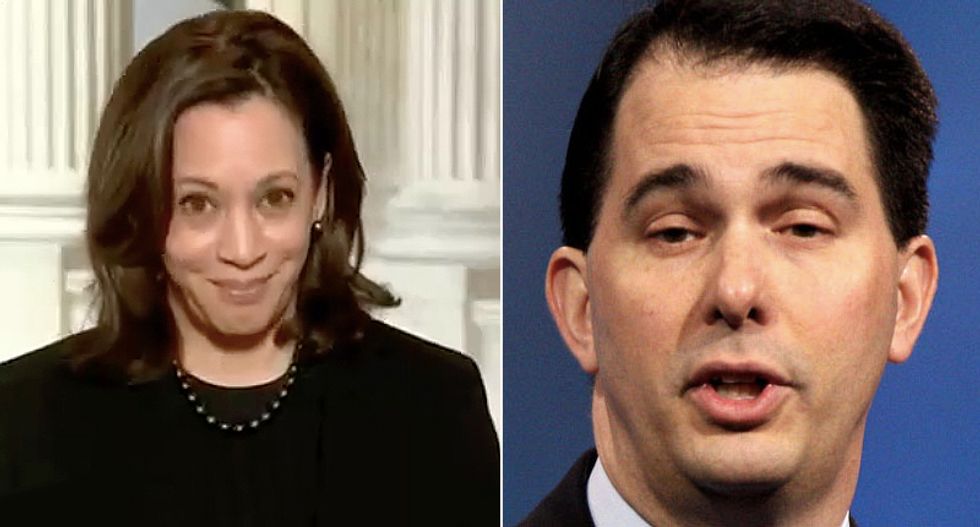 People can't stop laughing at Scott Walker playing Kamala Harris in Pence's debate prep