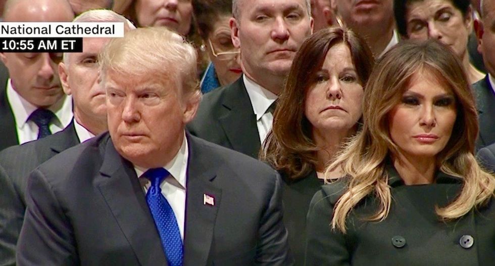 Watch: MSNBC panel explains why everyone was unhappy about Trump attending Bush funeral