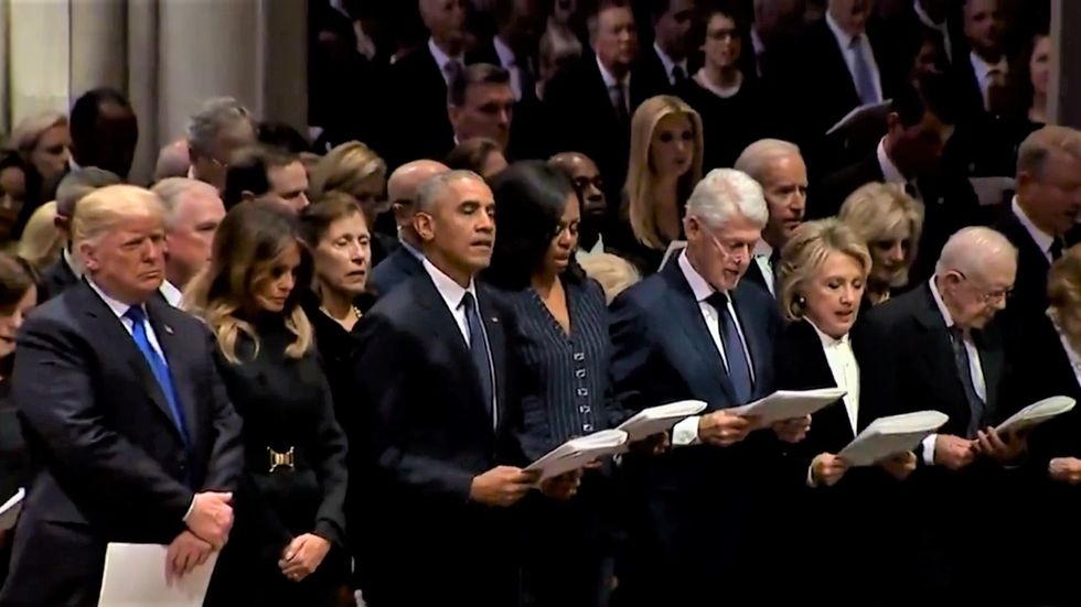 WATCH: Living US presidents recite the Christian Apostles' Creed -- except for evangelical 'hero' Donald Trump