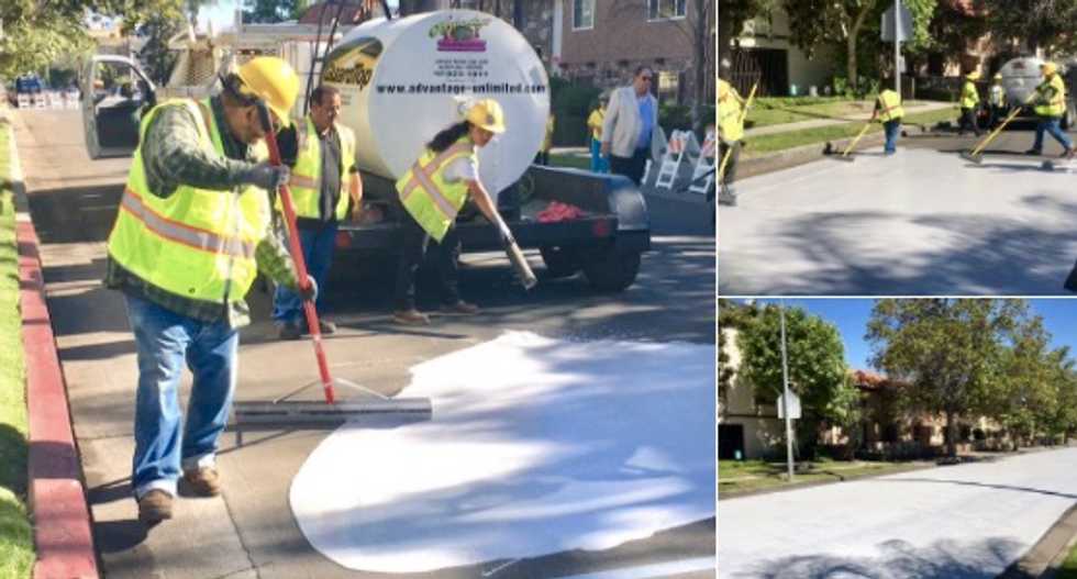 To guard against climate change, Los Angeles is painting its streets white