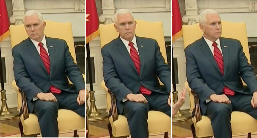 ‘Mike Pence looks like he’s at a strip club’: MSNBC panel wonders if VP was even alive in Oval Office meeting