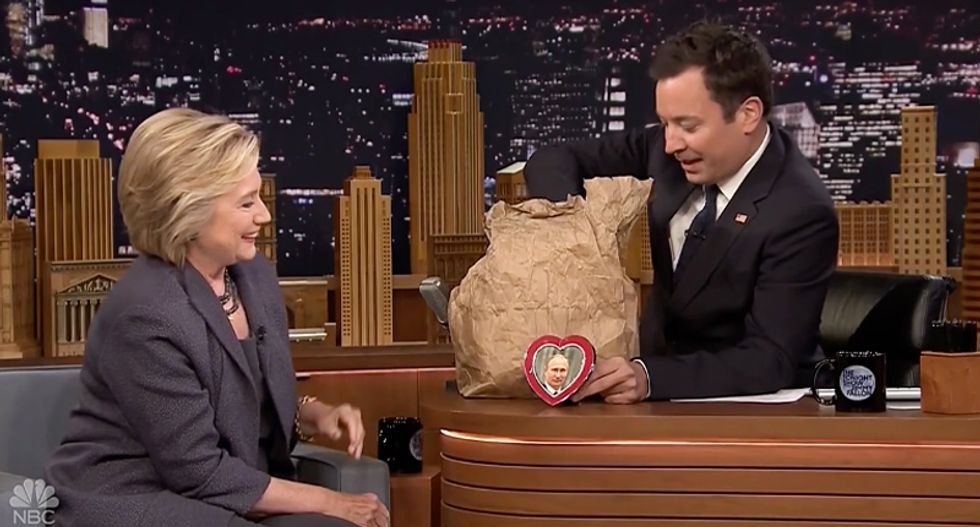 WATCH: Hillary Clinton and Jimmy Fallon ridicule Donald Trump's 'bromance' with Putin