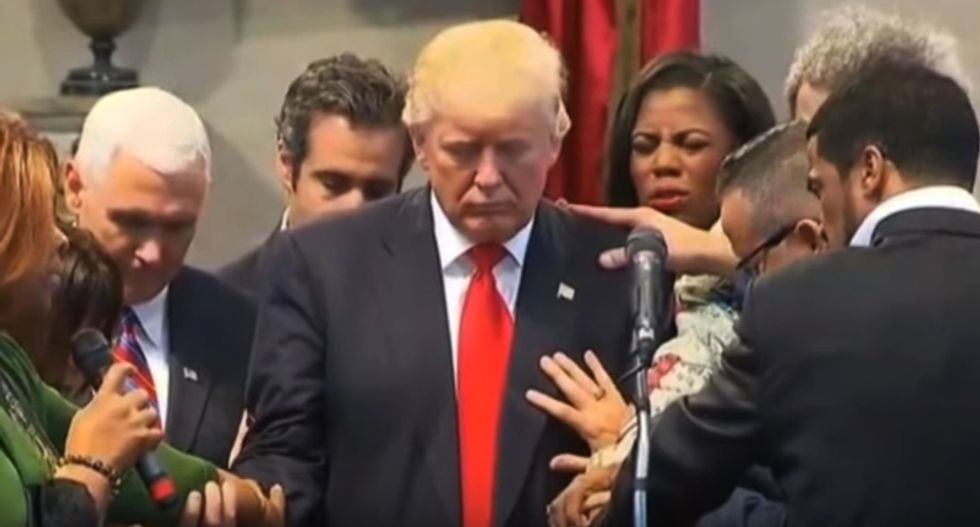 WATCH: Evangelicals 'lay hands' on Trump to protect him from 'a concentrated Satanic attack'