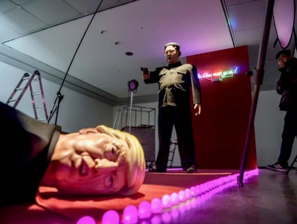 Kim Jong-un shoots Trump dead in South Korean art satire