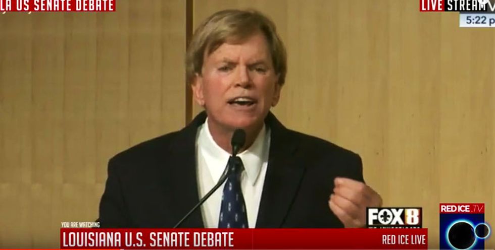 Ex-Klan head David Duke goes bonkers at raucous senate debate: ‘Hillary should get the electric chair!’