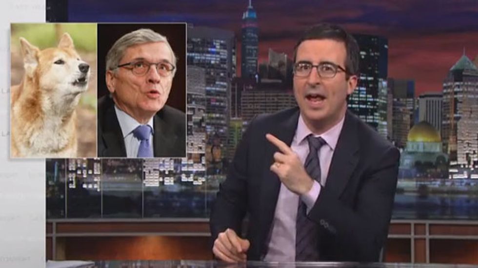 John Oliver challenges FCC head Tom Wheeler to prove he's not a 'f*cking baby-eating dingo'