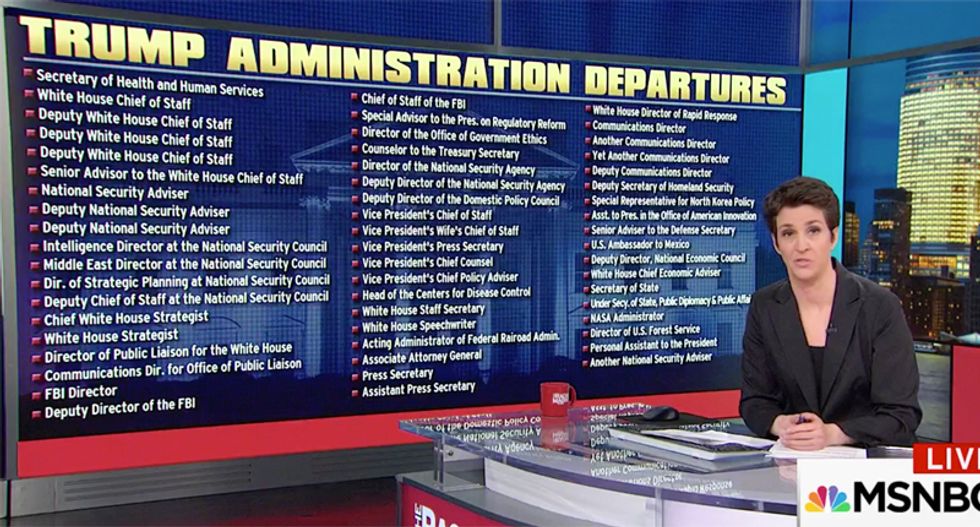 'We're gonna need a bigger wall': Maddow mocks Trump dumping McMaster and filling up her massive list of departures