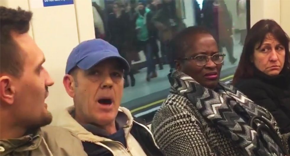 'You foreign c**t, it's my country': Watch racist man harass train passengers with a flood of profanities