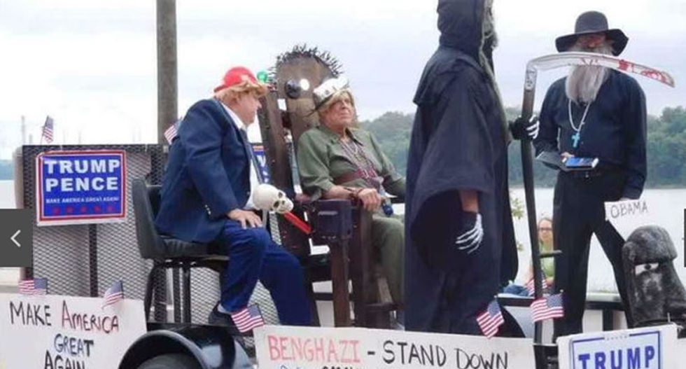 Indiana town in uproar after parade float depicts Trump executing Hillary Clinton in electric chair