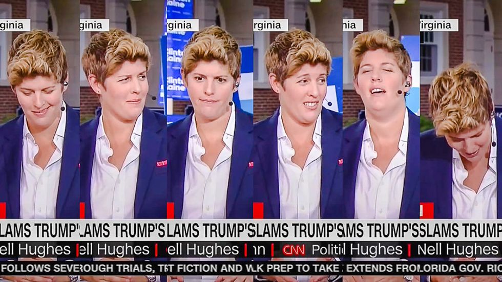 Watch Sally Kohn's priceless facial expressions as Scottie Nell Hughes rants Clinton has no plan
