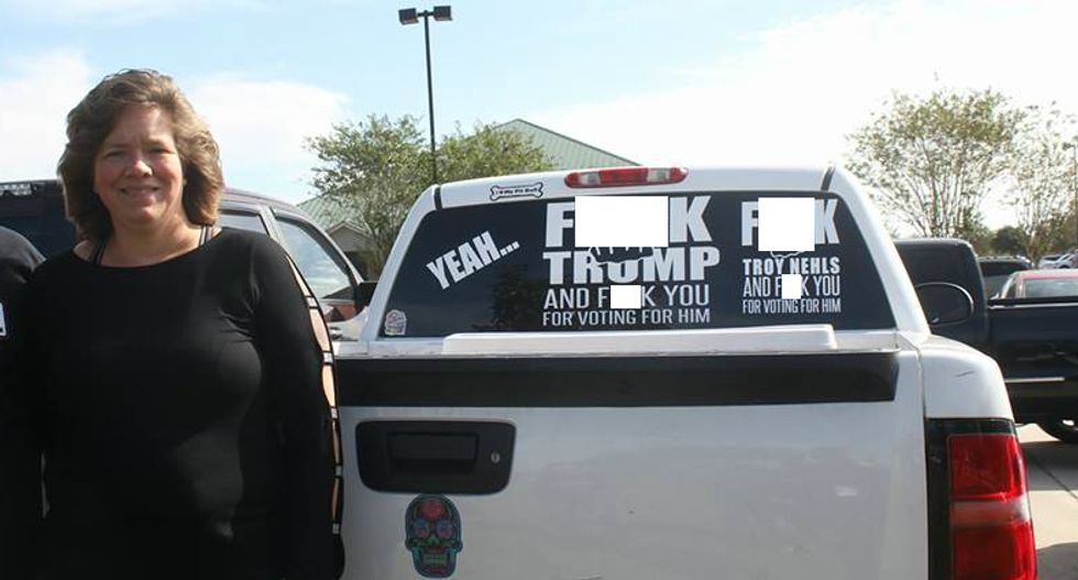 Woman targeted by sheriff for her 'f*ck Trump' sticker is now selling them -- and they're going fast