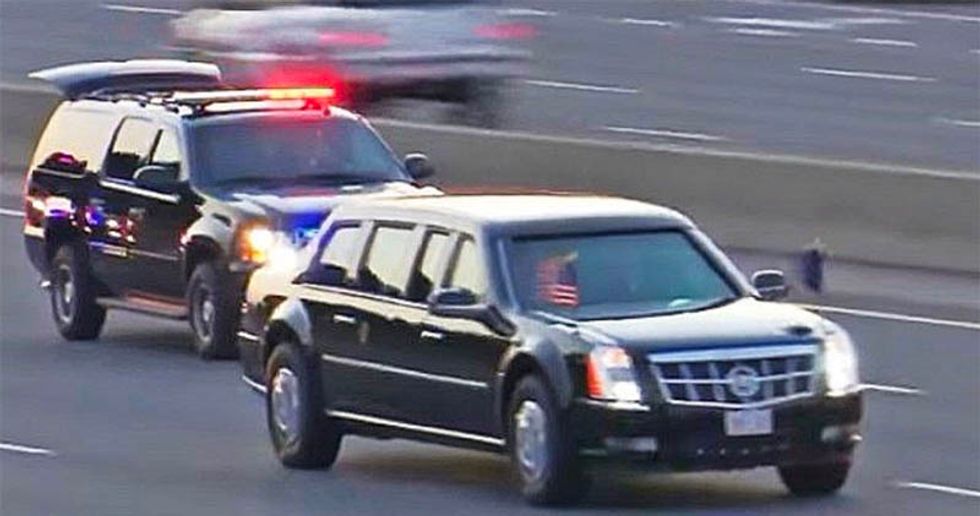 Driver of van slated to join Trump motorcade detained for having a gun