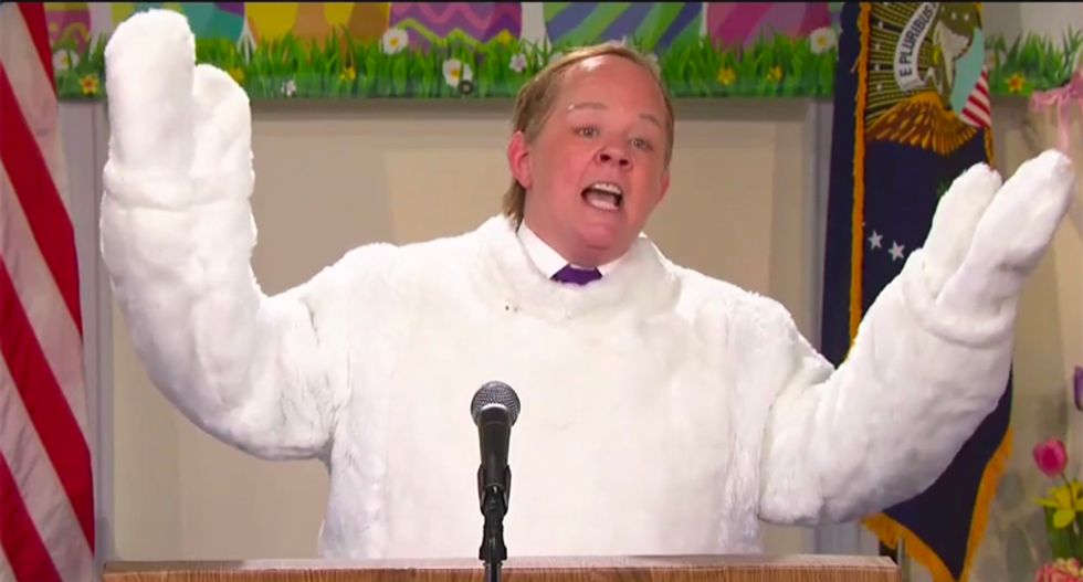 'Shut up so I can apologize!': Melissa McCarthy kills it as Sean Spicer the White House Easter Bunny