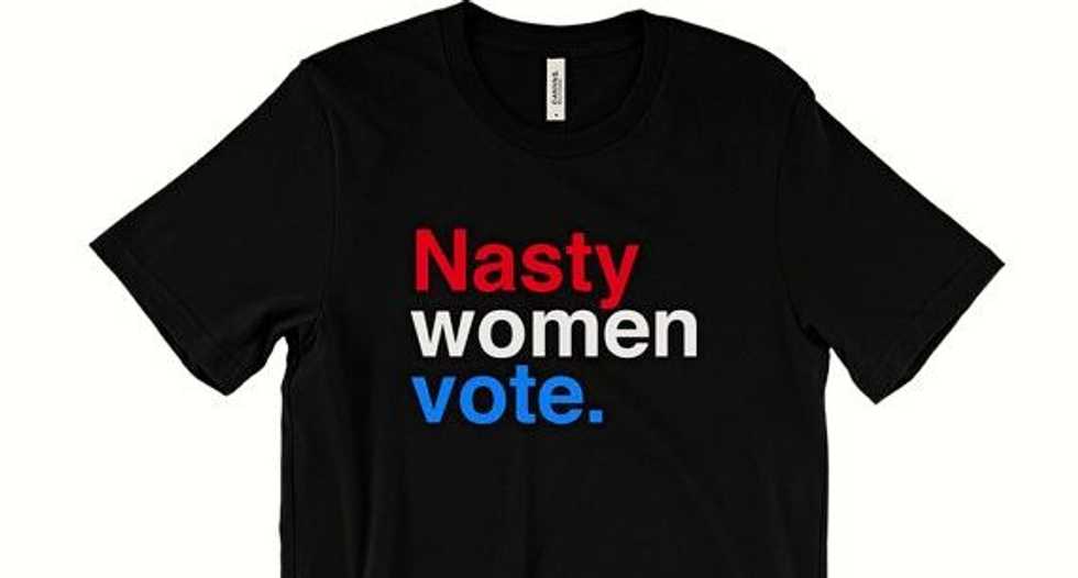US battle of election T-shirts, 'Nasty Woman' rules