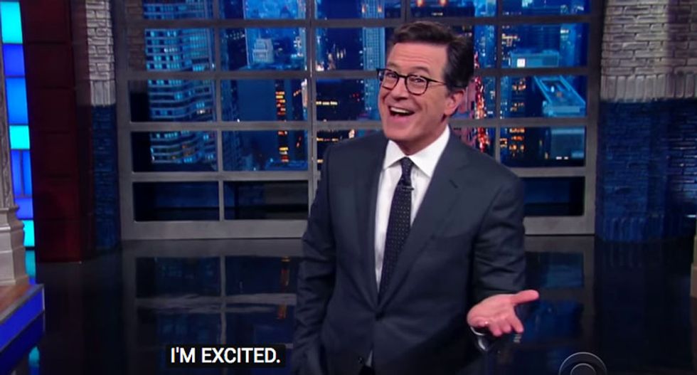 Stephen Colbert pitches exciting new shows for proposed TrumpTV -- if it 'hasn't gone bankrupt already'