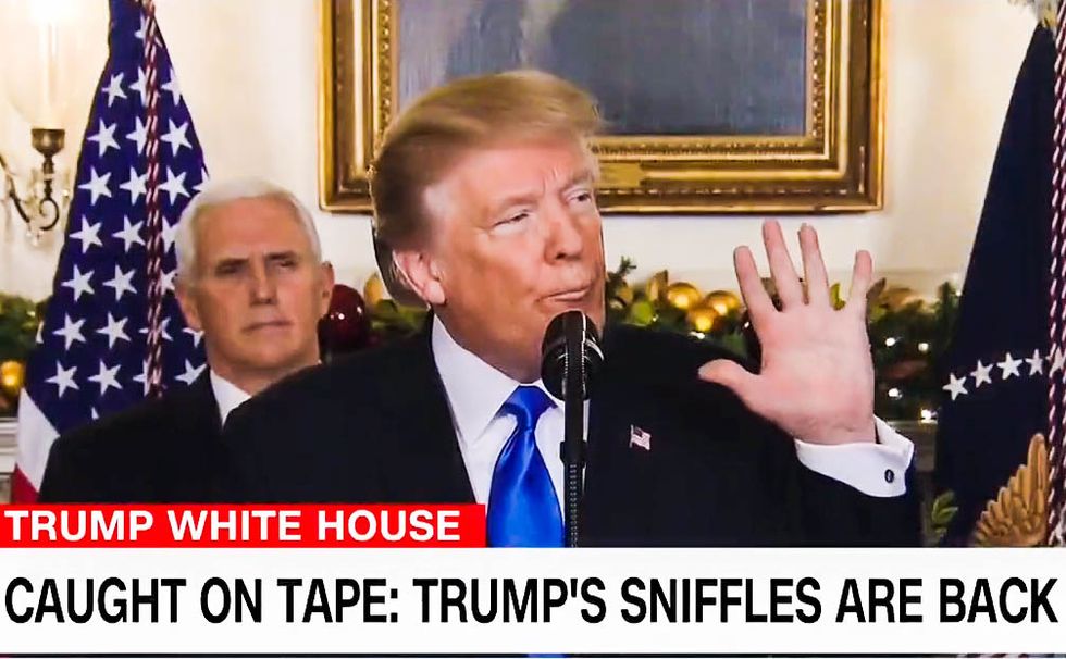 WATCH: CNN puts together a hilarious supercut of Trump sniffling and slurring through speeches