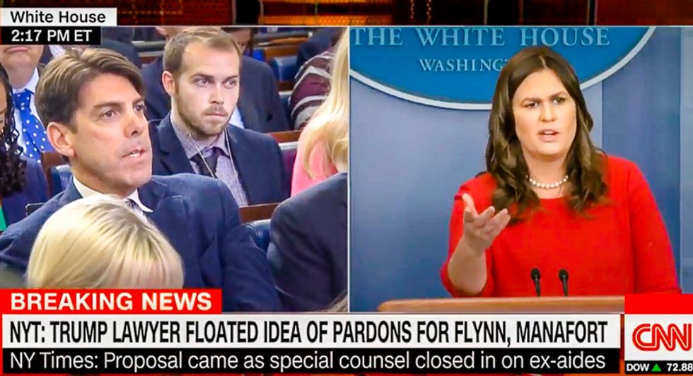 Sanders insists Trump is not pardoning Flynn and Manafort 'at this time' -- but won't deny he's pitched the idea