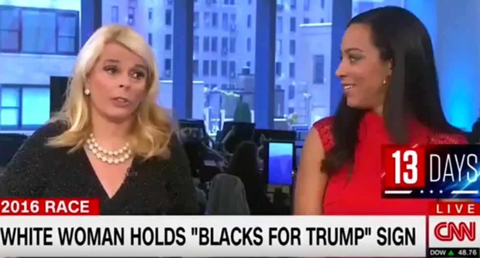 Angela Rye ridicules Trump backer defending white woman holding 'Blacks for Trump' sign at rallies