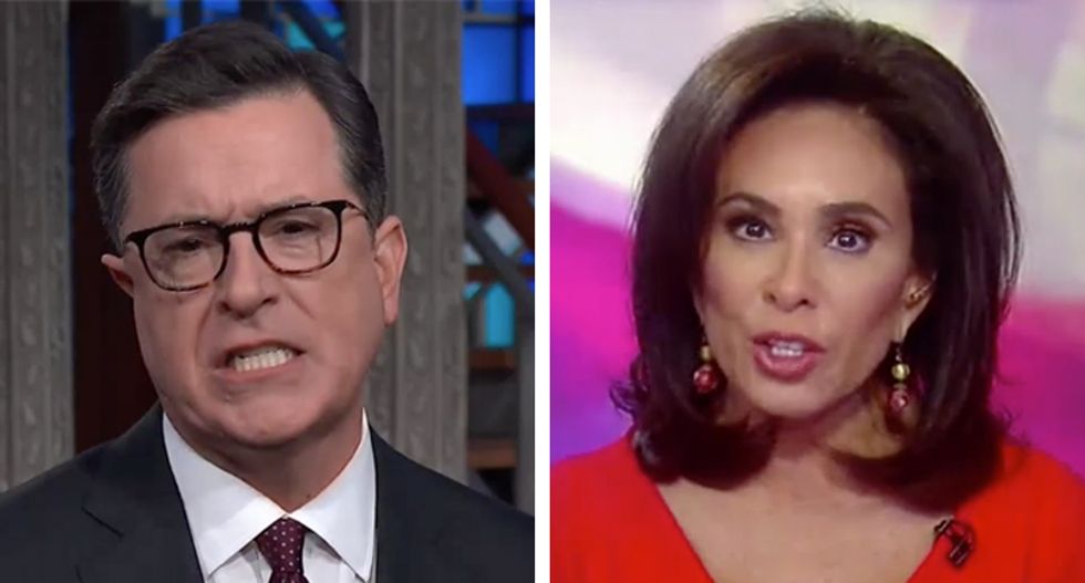 'Gorging on the corpse of Lady Liberty': Colbert hilariously mocks Fox News host Jeanine Pirro's unhinged rant