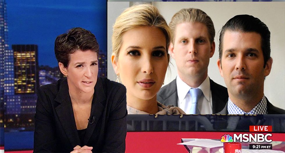 MSNBC's Rachel Maddow reveals Trump's three eldest children are at serious risk of criminal charges