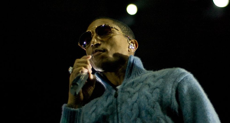 Pharrell Williams supports feminist party leader in Sweden