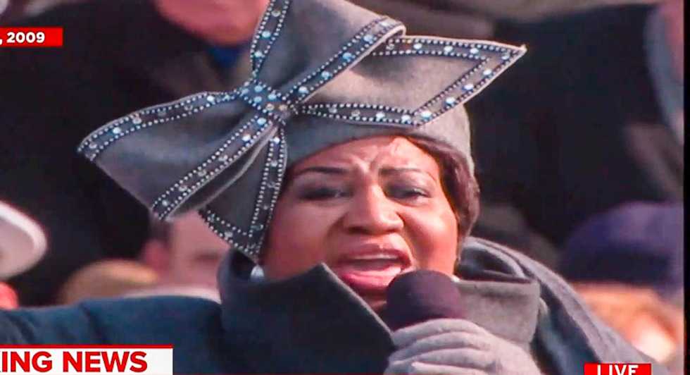 WATCH: MSNBC replays Aretha Franklin singing at largest inauguration in US history -- and it wasn't Trump's