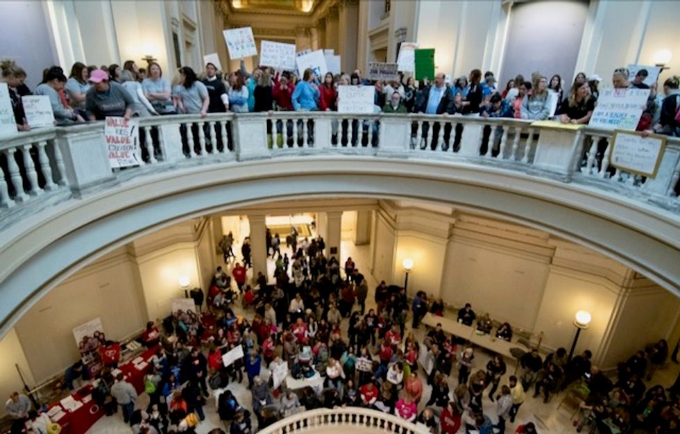 Oklahoma Senate takes up tax hike to halt week-long teachers' strike