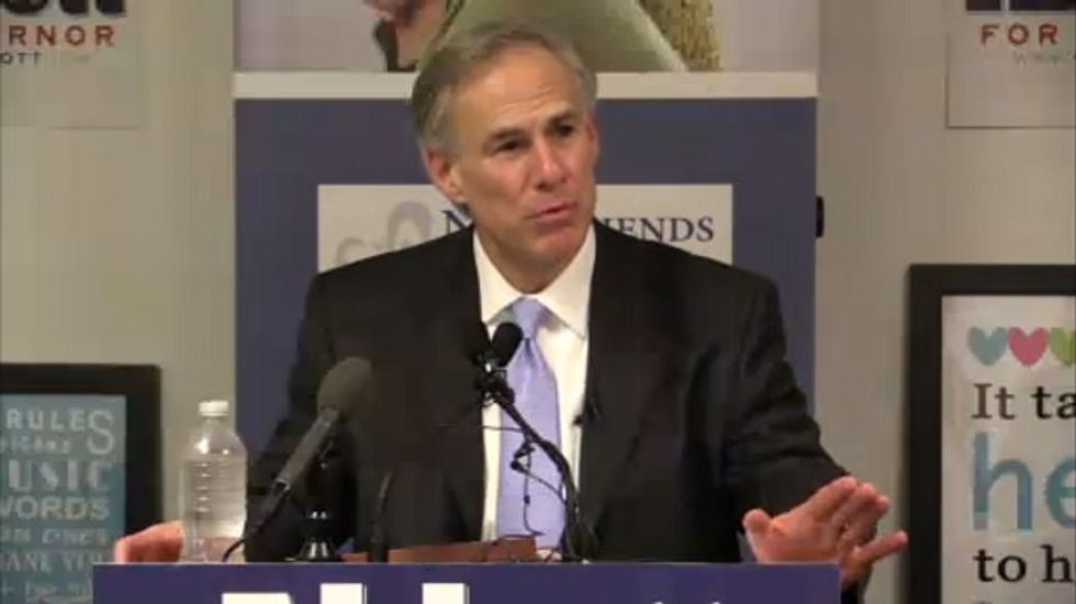 GOP candidate Greg Abbott in TX claims to be all for women's health while posing with a bunch of men